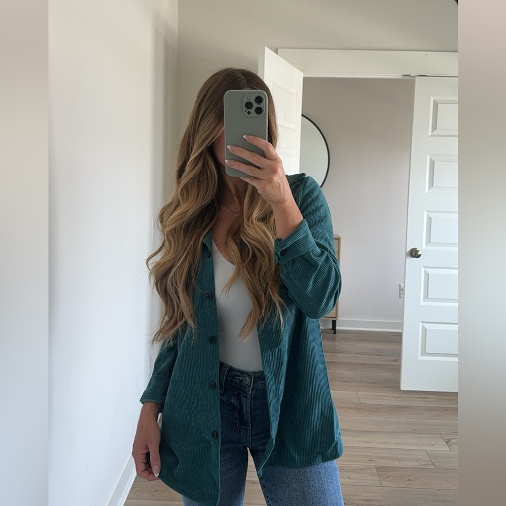 Teal shacket
